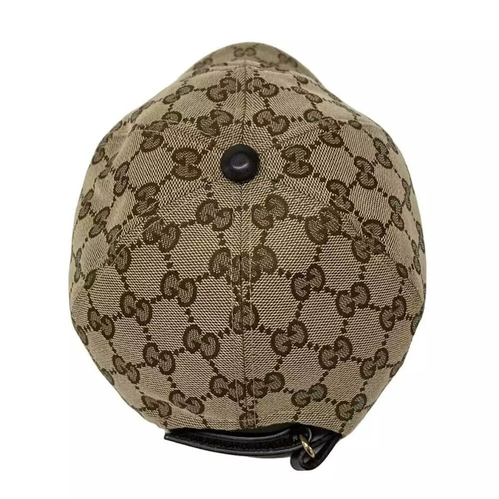 100% Authentic GUCCI Original GG Baseball Cap 200035 Beige Brown Multi Polyester - Picture 3 of 9